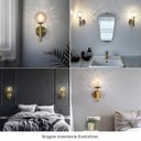 Ver imagem 4 de 4 Arandela Dourada Bola Vidro Ondulado Transparente Sala Sala de Estar Lup57