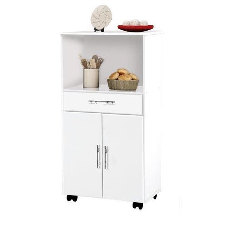 Balcao com rodizios Classic Branco 02 portas + 01 gaveta PASSE BEM