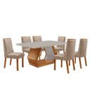 Ver imagem 2 de Mesa de Jantar Alvorada 180cm Tampo MDF Vidro Canto Copo com 6 Cadeiras Carolina