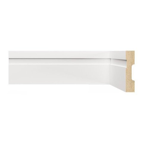 Kit com 10 Barras Rodapé MDF 15MMX7CM 702 Metro Linear 24m Branco/Frisado Moldufama