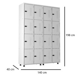 Armário Roupeiro Aço 16 Portas Guarda Volume Trinco - 4