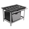 Fogao 6 Bocas 40x40cm Gas Glp Baixa Pressao Perfil 9cm Centro de Cozinha com Forno - Metalmaq - 1