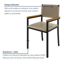 Cadeira para Sala de Jantar com Braço Madri - 4