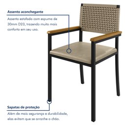 Cadeira para Sala de Jantar com Braço Madri - 5