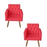 Kit 2 Poltrona Para sala de Estar Bianca Capitonê Suede Vermelho - Móveis Mafer - 1