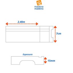 Kit com 5 Barras Rodapé Mdf 15mmx7cm 702 Moldufama Metro Linear 12m - 4