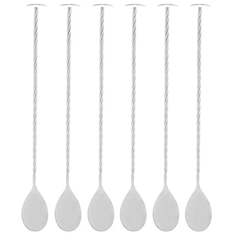 Kit 6 Colheres Bailarinas Inox 26cm Tress Lyor Prata Bartender Bebidas Coquetel Drinks