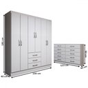 Ver imagem 4 de Guarda-roupa Casal Lydia 6 Portas 3 Gavetas com Cômoda 10 Gavetas Branco - Panorama Móveis