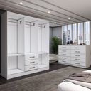 Ver imagem 5 de Guarda-roupa Casal Lydia 6 Portas 3 Gavetas com Cômoda 10 Gavetas Branco - Panorama Móveis