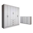 Ver imagem 3 de Guarda-roupa Casal Lydia 6 Portas 3 Gavetas com Cômoda 10 Gavetas Branco - Panorama Móveis