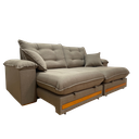 Ver imagem 1 de Sofá Retrátil Reclinável 2,10 M Linho Marrom A229 Gael