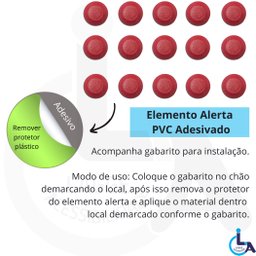 Elemento Tátil Alerta Pvc Adesivado Vermelho - 4