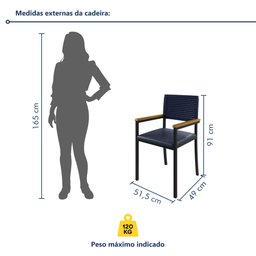 Cadeira para Sala de Jantar com Braço Madri - 3