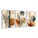 Ver imagem 1 de Kit 3 Quadros Boho Abstrato Folhagem Nude com Moldura:branca