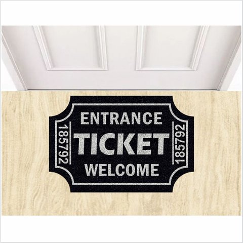 TAPETE CAPACHO TICKET FORMATO FUNDO PRETO