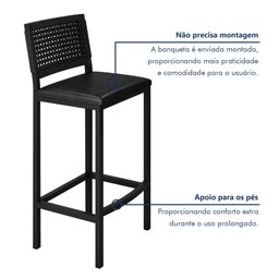 Banqueta Assento Estofado para Cozinha Madri - 8