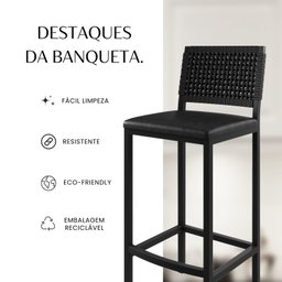 Banqueta Assento Estofado para Cozinha Madri - 6