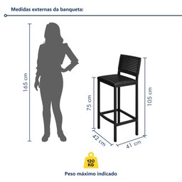 Banqueta Assento Estofado para Cozinha Madri - 3