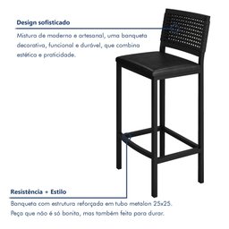 Banqueta Assento Estofado para Cozinha Madri - 4