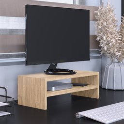 Kit 03 Suportes Stand Para Monitores Mesa Escritório Home Office Lap L03 Amadeirado - Lyam Lyam Deco - 2