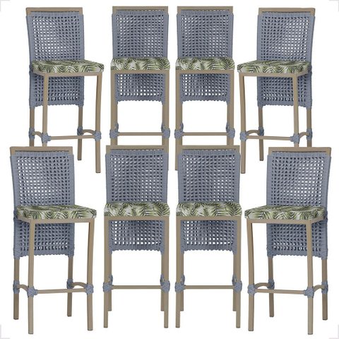 8 Banqueta em Alumínio Roma Fendi Corda Náutica Tecido 5