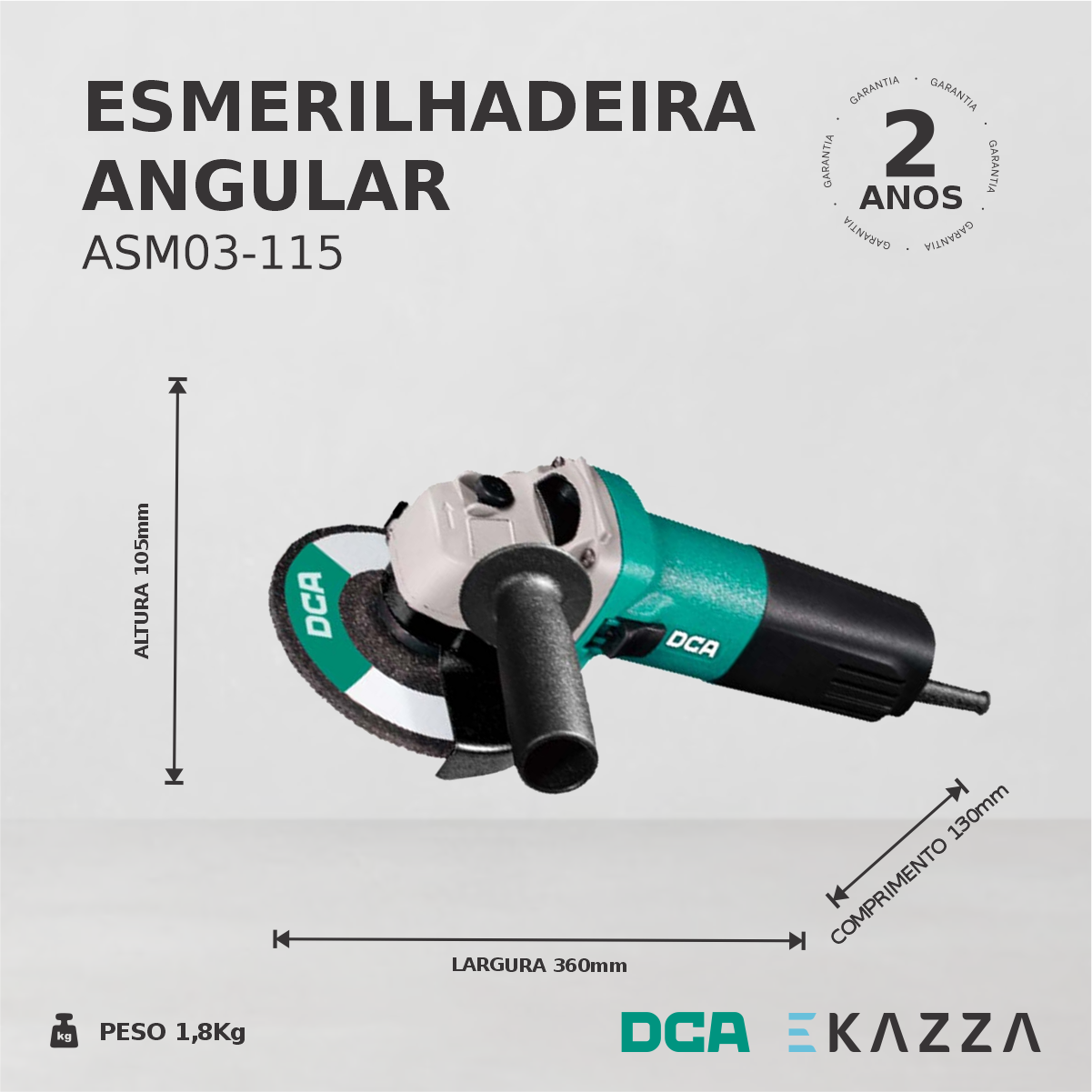 Esmerilhadeira 4.1/2'' 850w Asm03-115 - Dca Voltagem:127v - 4