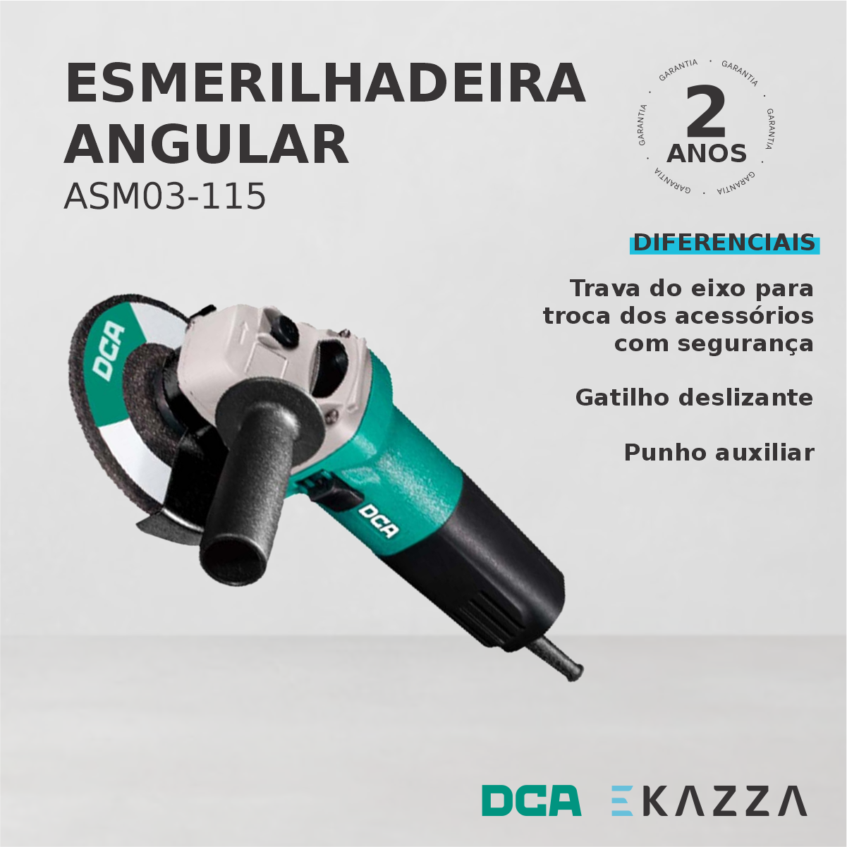 Esmerilhadeira 4.1/2'' 850w Asm03-115 - Dca Voltagem:127v - 2