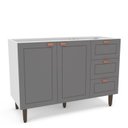 Ver imagem 4 de Balcão 2 Portas 3 Gavetas 120 cm Pérola Yescasa Cinza/Branco
