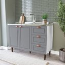 Ver imagem 1 de Balcão 2 Portas 3 Gavetas 120 cm Pérola Yescasa Cinza/Branco