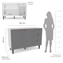 Ver imagem 5 de Balcão 2 Portas 3 Gavetas 120 cm Pérola Yescasa Cinza/Branco