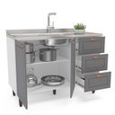 Ver imagem 3 de Balcão 2 Portas 3 Gavetas 120 cm Pérola Yescasa Cinza/Branco