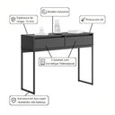 Ver imagem 2 de Aparador Moderno Estilo Industrial com Base Metal 2 Gavetas - Preto