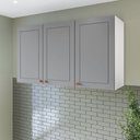 Ver imagem 1 de Armário Aéreo 3 Portas 120 cm Pérola Yescasa Cinza/Branco