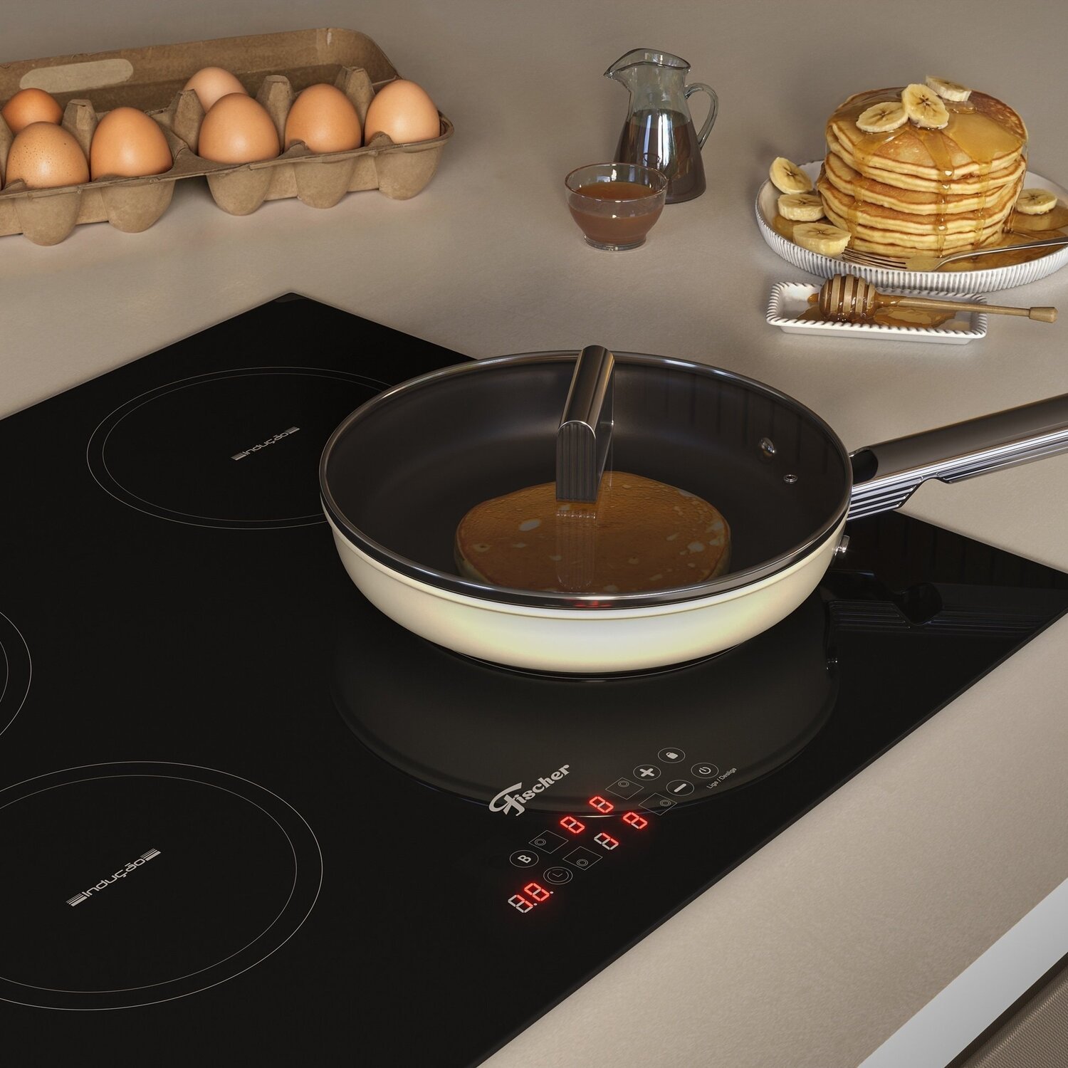 Cooktop Fischer 4q por Indução Mesa Vitrocerâmica Touch 220v - 2