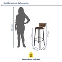 Ver imagem 4 de Kit 2 Banquetas Altas Industrial em Aço e MDF com Encosto Bete Prata/Marrom