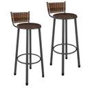 Ver imagem 2 de Kit 2 Banquetas Altas Industrial em Aço e MDF com Encosto Bete Prata/Marrom