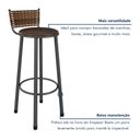 Ver mais imagens de Kit 2 Banquetas Altas Industrial em Aço e MDF com Encosto Bete Prata/Marrom