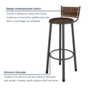Ver imagem 6 de Kit 2 Banquetas Altas Industrial em Aço e MDF com Encosto Bete Prata/Marrom
