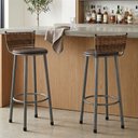 Ver imagem 1 de Kit 2 Banquetas Altas Industrial em Aço e MDF com Encosto Bete Prata/Marrom