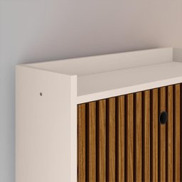 Sapateira Vertical 3 Gaveta Basculante Off White/Ripado 2 Mesinha Canto Quarto Off White/Cinamomo - 7