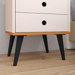 Sapateira Vertical 3 Gaveta Basculante Off White/Ripado 2 Mesinha Canto Quarto Off White/Cinamomo - 9