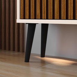 Sapateira Vertical 3 Gaveta Basculante Off White/Ripado 2 Mesinha Canto Quarto Off White/Cinamomo - 8