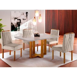 Conjunto Sala de Jantar Mesa e 4 Cadeiras Berlim Bege - 1