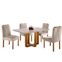 Ver imagem 2 de Conjunto Sala de Jantar Mesa e 4 Cadeiras Berlim Bege