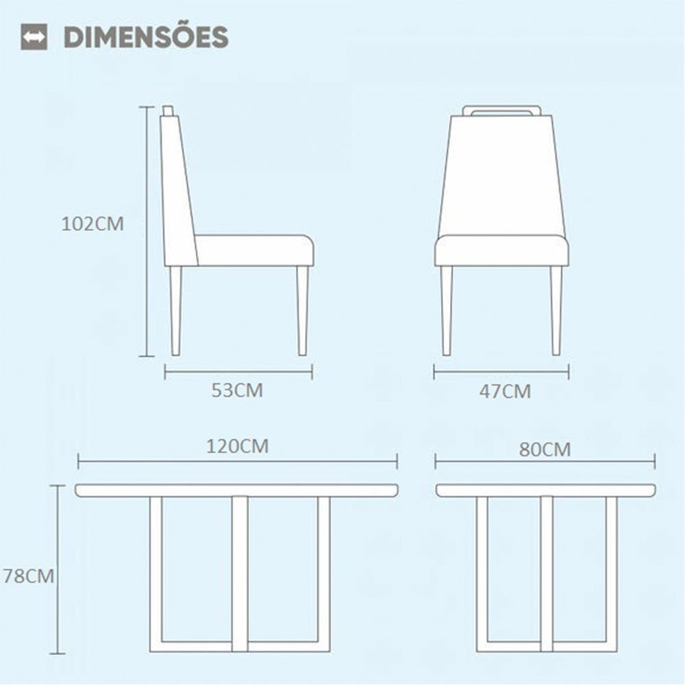 Conjunto Sala de Jantar Mesa e 4 Cadeiras Berlim Bege - 3