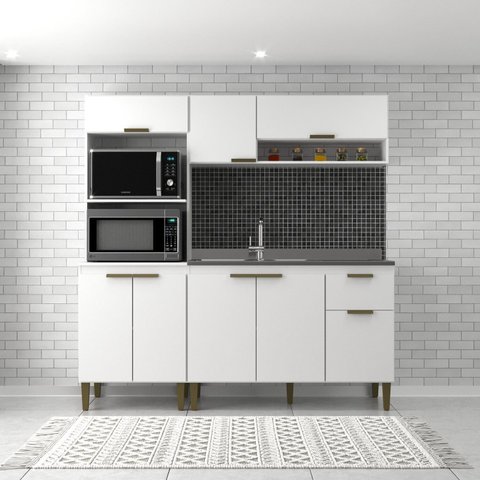 Cozinha Alana 3 Pecas Torre Quente 183cm x 193cm x 53cm Branco