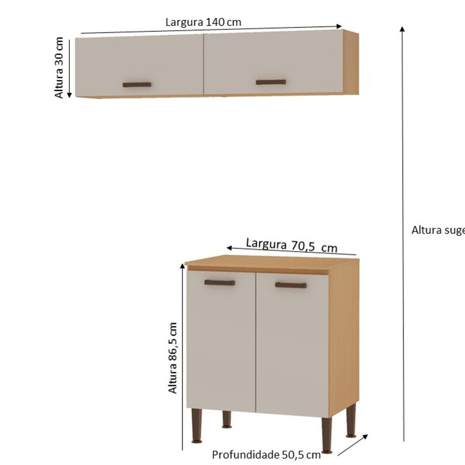 Lavanderia Modulada 3 Peças,2 Armários Aéreos e 1 Balcão 70cm Essência 100% Mdf - 4