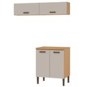 Ver imagem 2 de Lavanderia Modulada 3 Peças,2 Armários Aéreos e 1 Balcão 70cm Essência 100% MDF Bege/Freijó