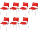 Ver imagem 2 de Cadeira Iso Base Branco Escola, Escritório Vermelho Kit 7 Un