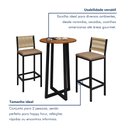 Ver imagem 7 de Conjunto Bistrô Coliseu Tampo Maciço Pinus 70cm com 2 Banquetas Barcelona